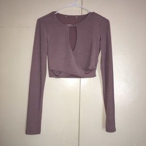 Purple, keyhole, long sleeved crop top